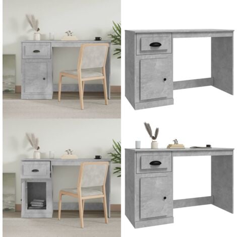 Bureau avec tiroir gris béton 115x50x75 cm bois d'ingénierie - Bureau D'ordinateur - Bureau Design - Bureau Modulaire - Bureau Avec Tiroir - Bureau Gris - Home & Living