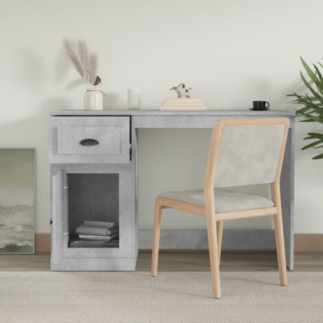 Bureau avec tiroir gris béton 115x50x75 cm bois d'ingénierie - Bureau D'ordinateur - Bureau Design - Bureau Modulaire - Bureau Avec Tiroir - Bureau Gris - Home & Living