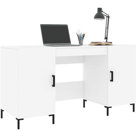 Bureau blanc 140x50x75 cm bois d'ingénierie - Bureau Blanc - Bureau D'étude - Meuble De Bureau - Bureau Informatique - Design Industriel - Home & Living