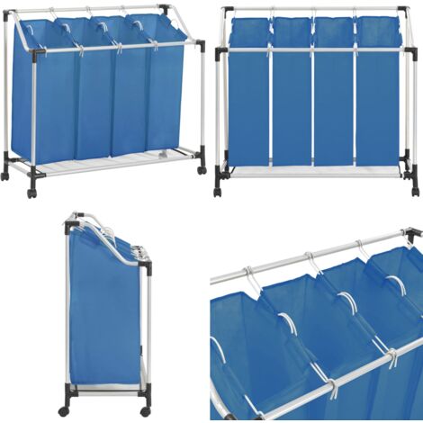 Trieuse à linge avec 4 sacs Bleu Acier - trieuse de linge -  trieuses de linge - Home & Living