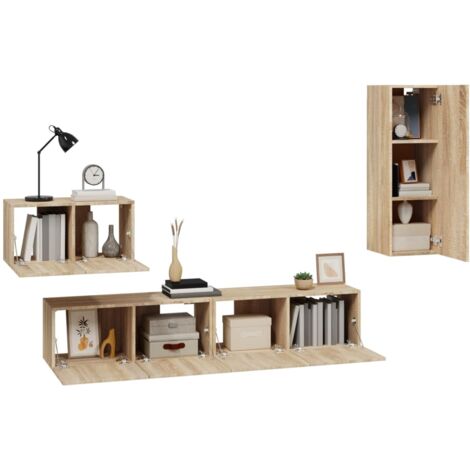 Meuble TV moderne - vidaXL - Chêne noir - Bois d'ingénierie - 200x25x44 Meuble TV moderne - vidaXL - Chêne noir - Bois d'ingénierie - 200x25x44