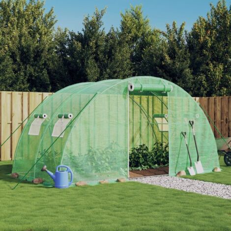 Serre Tunnel Plonos Cadre Acier 2,5x4x2m - 10m² Avec Support Plantes Et Fenêtres Moustiquaire