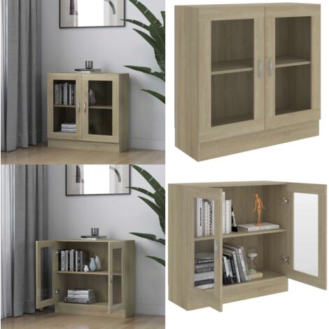 Armoire Vitrine Blanche VidaXL - Bois D'ingénierie - Meuble De Salon/rangement Neuf