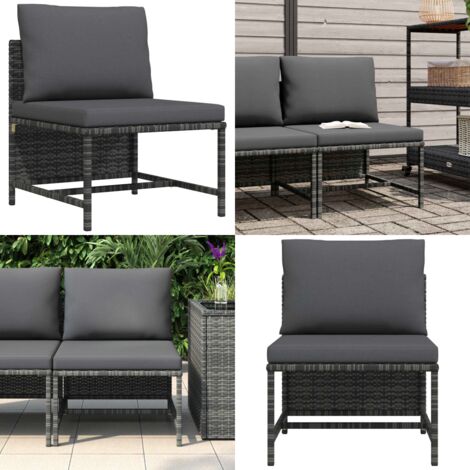 Canapé inclinable de jardin avec coussins gris résine tressée vidaXL