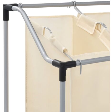 Trieuse à linge avec 3 sacs Crème Acier - trieuse à linge -  trieuses à linge - Home & Living