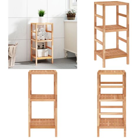 Étagère de salle de bain 35,5x35,5x79 cm Bois massif de noyer - Étagère Salle De Bain - Bibliothèque Bois - Meuble Rangement - Étagère Suspendue - Étagère Chêne - Home & Living
