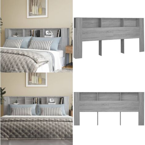 Tête de lit avec rangement | armoire de tête de lit gris béton 100x18,5x104,5 cm