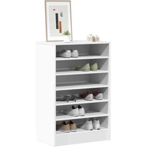 VidaXL Meuble à Chaussures Blanc 2 Compartiments Avec Tiroir - Armoire à Chaussures Bois 12 Paires - Organisateur Salon Entrée