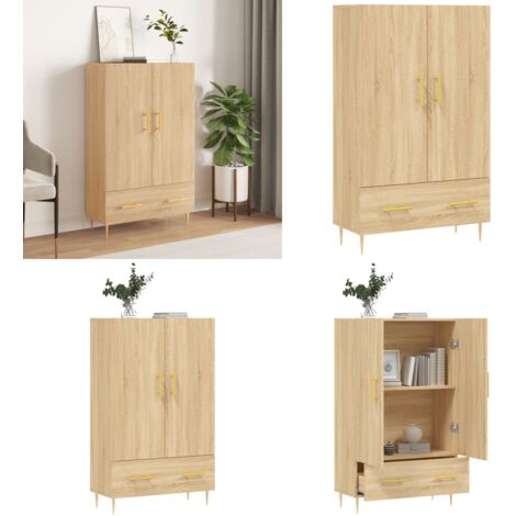 Buffet haut chêne sonoma 69,5x31x115 cm bois d'ingénierie - buffet