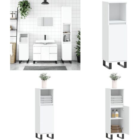 Armoire de salle de bain blanc 30x30x100 cm bois d'ingénierie - Meuble De Salle De Bain - Armoire De Salle De Bain - Rangement Salle De Bain - Meuble Lavabo - Design Industriel - Home & Living (1/5)