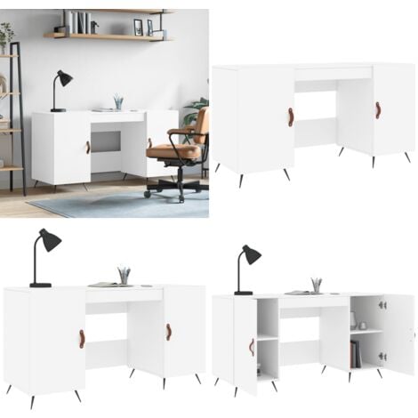 Bureau blanc 140x50x75 cm bois d'ingénierie - Bureau Blanc - Bureau Informatique - Bureau D'étude - Meuble De Bureau - Mobilier De Bureau - Home & Living