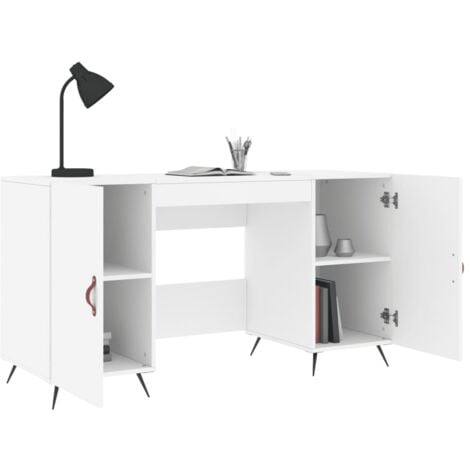 Bureau blanc 140x50x75 cm bois d'ingénierie - Bureau Blanc - Bureau Informatique - Bureau D'étude - Meuble De Bureau - Mobilier De Bureau - Home & Living