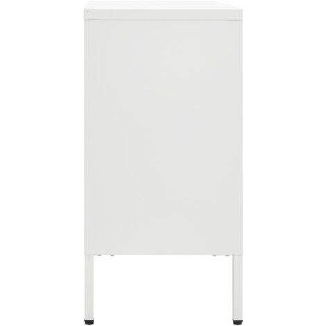 Buffet Blanc 75x35x70 cm Acier et verre trempé - Buffet Blanc - Meuble Rangement - Buffet Moderne - Buffet Cuisine - Buffet Salon - Home & Living