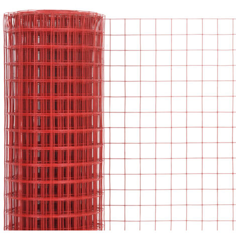 Grillage Acier avec revêtement en PVC 25x1,5 m Rouge - Clôture - Grillage - Clôture Rigide - Protection Animale - Abri Jardin - Home & Living