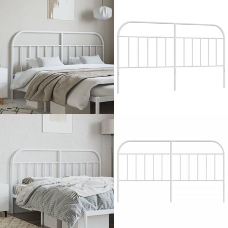 Tête De Lit Métal Blanc 160 Cm VidaXL – Design Classique, Acier, Soutien Dos, Pour Lit Double