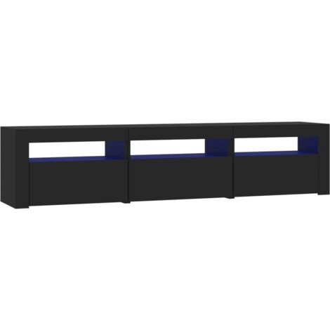 Meuble TV Avec Lumières LED Noir - 160x35x40 Cm, Bois Ingénierie, Design Moderne, à Assembler