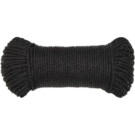 Corde de travail Noir 8 mm 25 m polypropylène - Corde De Travail - Corde Noire - Corde En Polypropylène - Corde Épaisse - Corde Résistante - Home & Living
