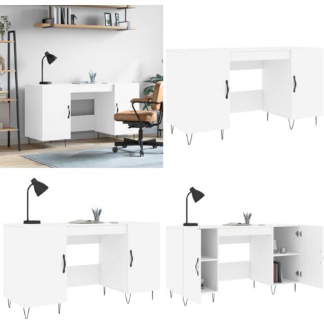 Bureau blanc 140x50x75 cm bois d'ingénierie - Bureau Blanc - Bureau D'étude - Meuble De Bureau - Bureau Informatique - Mobilier De Bureau - Home & Living