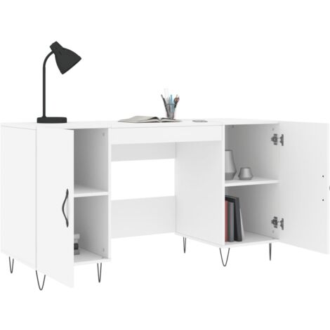 Bureau blanc 140x50x75 cm bois d'ingénierie - Bureau Blanc - Bureau D'étude - Meuble De Bureau - Bureau Informatique - Mobilier De Bureau - Home & Living