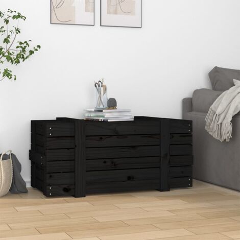 Boîte de rangement Noir 91x40,5x42 cm Bois massif de pin - boîte de ...