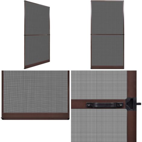 Moustiquaire Porte à Charnière Cadre Aluminium - Filet Fibre De Verre Marron 100x215 Cm - Ajustable - Montage Facile