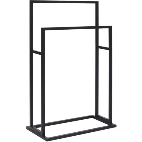 Porte-serviettes sur pied Noir 48x24x78,5 cm Fer - porte-serviette -  porte-serviettes - Home & Living