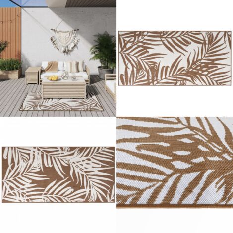 Tapis De Jardin Outsunny 365x274 Cm - Réversible, Imperméable, Motif Feuillage | Pour Terrasse, Camping, Plage | Vert/Crème