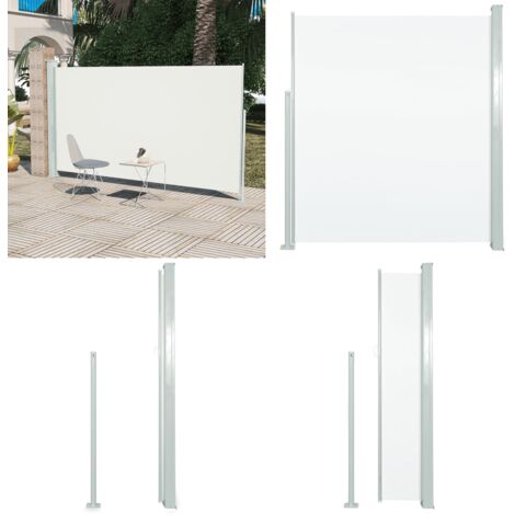 Auvent Latéral Pliable Pour Balcon 140x140 Cm - Crème, Polyester, Cadre Acier - Pare-soleil, Terrasse, Jardin - 2