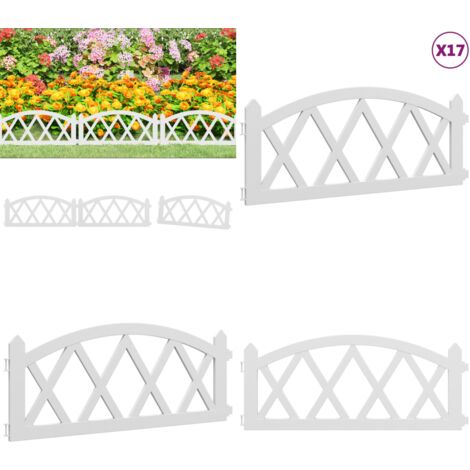 Bordures De Pelouse 17 Pièces - Blanc 10 M - En PP Durable Pour Jardin