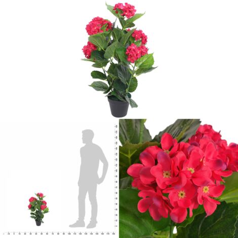 Plante hortensia artificielle avec pot 60 cm Rouge - Plante ...
