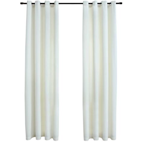 Rideaux occultants avec anneaux 2 pcs Velours Crème 140x175 cm - Rideaux Velours - Rideaux Occultants - Rideaux Décoratifs - Rideaux Pour Salon - Rideaux Pour Chambre - Home & Living