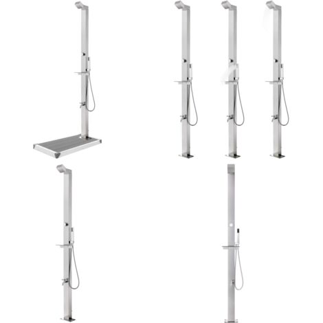 Douche Extérieure En Acier Inoxydable 304 V2A - 2 Sorties (eau Chaude/froide), Colonne 60 Mm, Tête Pluie Et Douchette Main - 2