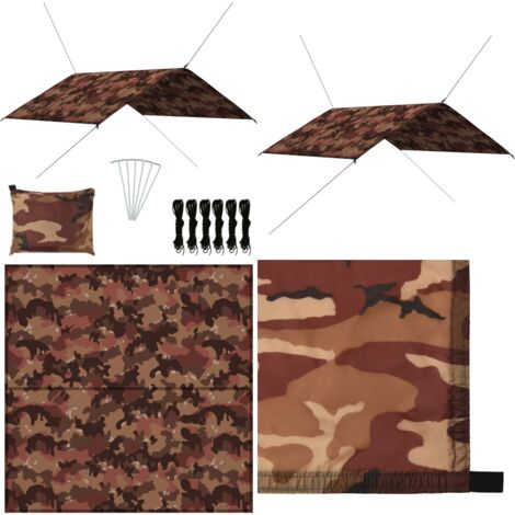 Bâche De Tente Camouflage Imperméable – Ultra Légère Et Portable – Nylon Résistant – Idéale Camping, Randonnée, Abri D’Urgence