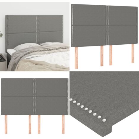 Têtes de lit 4 pcs Gris foncé 72x5x78/88 cm Tissu - tête de lit - têtes ...