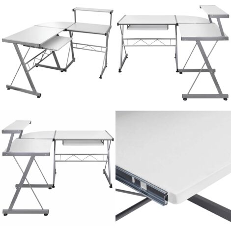 Bureau D'ordinateur D'angle Noir – 132x112x99 Cm – Bois D'ingénierie – Neuf