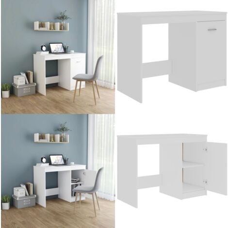 Bureau Blanc 100x50x76 cm Bois d'ingénierie - Bureau Blanc - Bureau Design - Bureau Informatique - Meuble De Bureau - Rangement Bureau - Home & Living