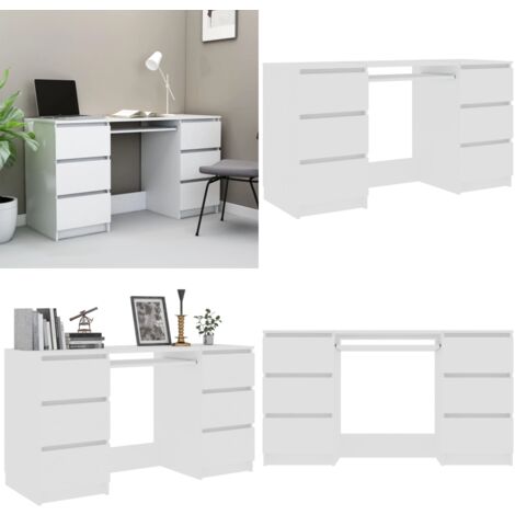 Bureau Blanc 140x50x77 cm Bois d'ingénierie - Bureau Blanc - Bureau Informatique - Meuble De Bureau - Bureau Design - Bureau Compact - Home & Living