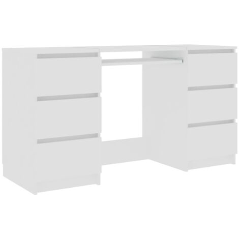Bureau Blanc 140x50x77 cm Bois d'ingénierie - Bureau Blanc - Bureau Informatique - Meuble De Bureau - Bureau Design - Bureau Compact - Home & Living