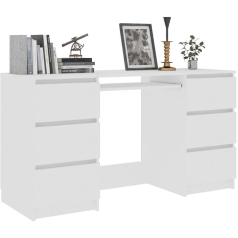 Bureau Blanc 140x50x77 cm Bois d'ingénierie - Bureau Blanc - Bureau Informatique - Meuble De Bureau - Bureau Design - Bureau Compact - Home & Living