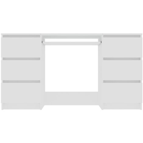 Bureau Blanc 140x50x77 cm Bois d'ingénierie - Bureau Blanc - Bureau Informatique - Meuble De Bureau - Bureau Design - Bureau Compact - Home & Living