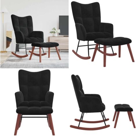 Fauteuil à Bascule Moderne Avec Repose-pieds - Rembourré, Pieds En Bois Massif, Capacité 300 Lb, Design Milieu De Siècle