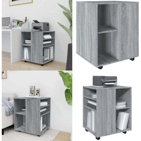 Armoire roulante Sonoma gris 60x53x72 cm Bois d'ingénierie - Meuble De Rangement - Armoire Sur Roulette - Armoire Grise - Meuble Bureau - Espace De Rangement - Home & Living