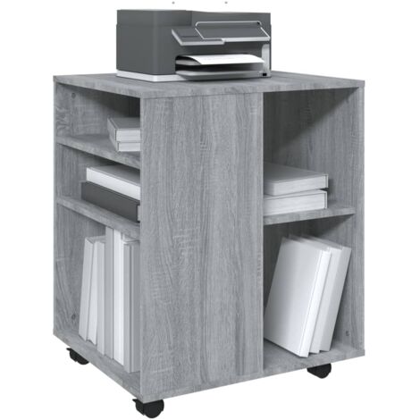 Armoire roulante Sonoma gris 60x53x72 cm Bois d'ingénierie - Meuble De Rangement - Armoire Sur Roulette - Armoire Grise - Meuble Bureau - Espace De Rangement - Home & Living