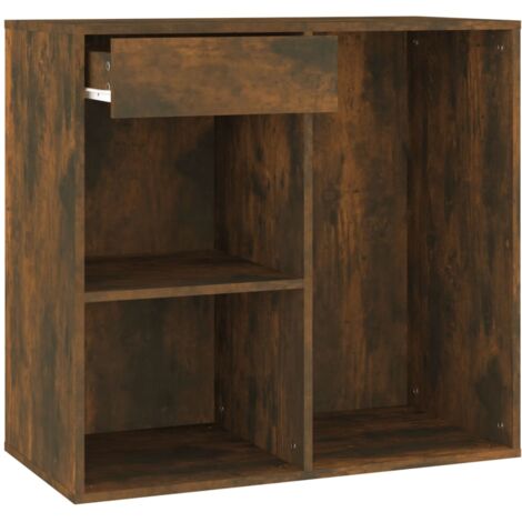Armoire cosmétique Chêne fumé 80x40x75 cm Bois d'ingénierie - Armoire Cosmetique - Meuble Rangement - Commode Makeup - Organisation Salle Bain - Rangement Maquillage - Home & Living