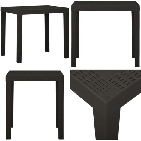 Table De Jardin Ronde Noire 60 Cm - Plastique PP, Résistante UV, Pour Balcon Terrasse - 12