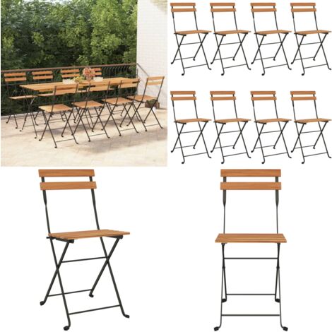 Lot De 2 Chaises De Bistrot Pliantes – Bois D'acacia Et Acier, Neuves