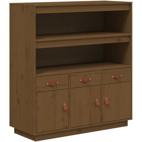 Buffet Haut Marron Miel X X Cm Bois Massif De Pin Buffet