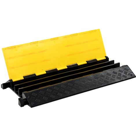 Lot De 3 Passages De Câbles Joparri - 100x25x5 Cm, Charge 2000 Kg, Caoutchouc Vulcanisé, Couleurs Noir/jaune