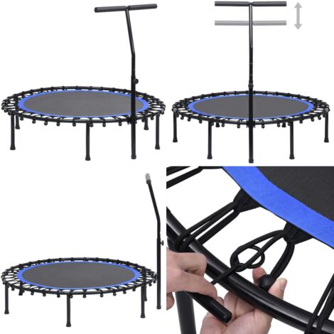 Trampoline De Fitness Pliable HOMCOM - Ø102cm, Poignée Réglable, 28 Ressorts - 100kg Max