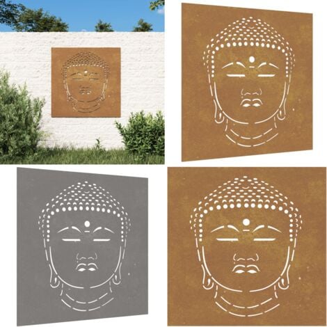 Décoration murale jardin 55x55 cm motif de tête de bouddha - décoration murale de jardin -  décorations murales de jardin - Home & Living